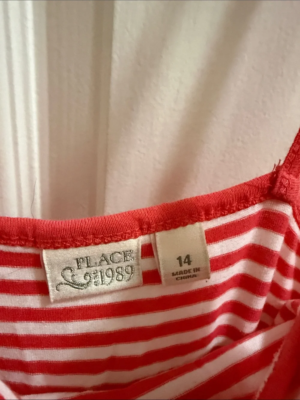 The Children's Place Coral, Navy & White Floral Striped Spaghetti Dress - Picture 3 of 3
